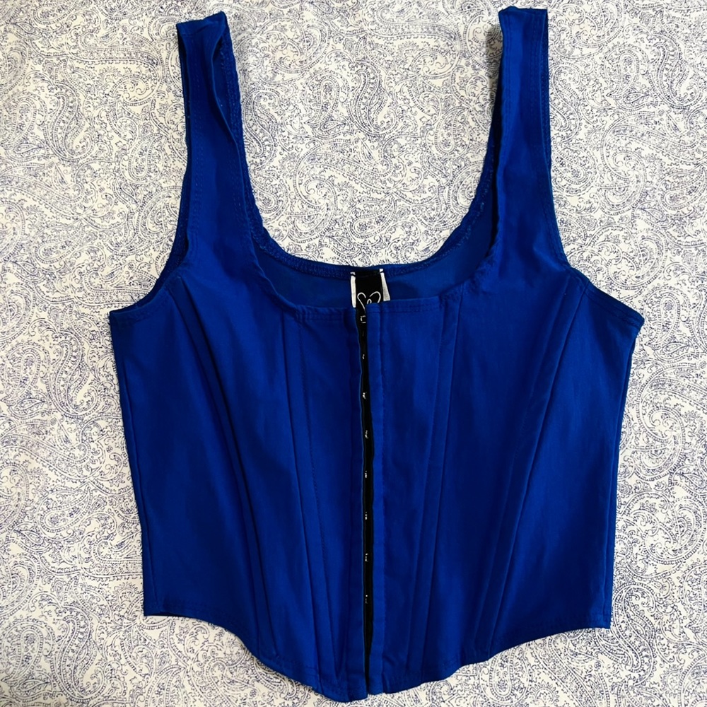 Electric Blue Corset Crop Top
